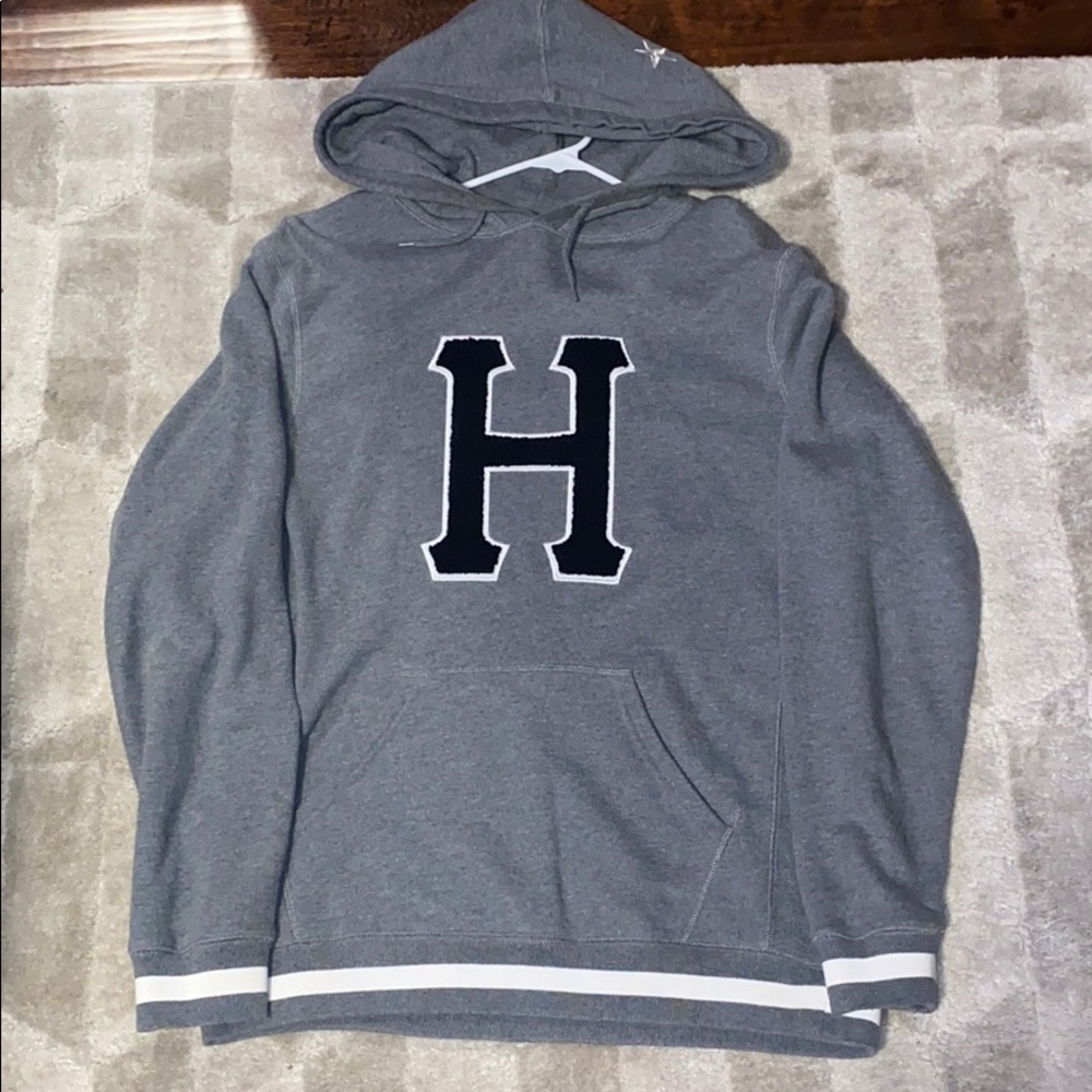 HUF “H” gray hoodie